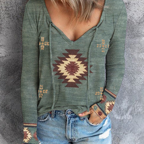 Wholesale Autumn and Winter Polyester Western Style Printed Women's Long Sleeves